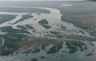 Vue aérienne du Zambèze